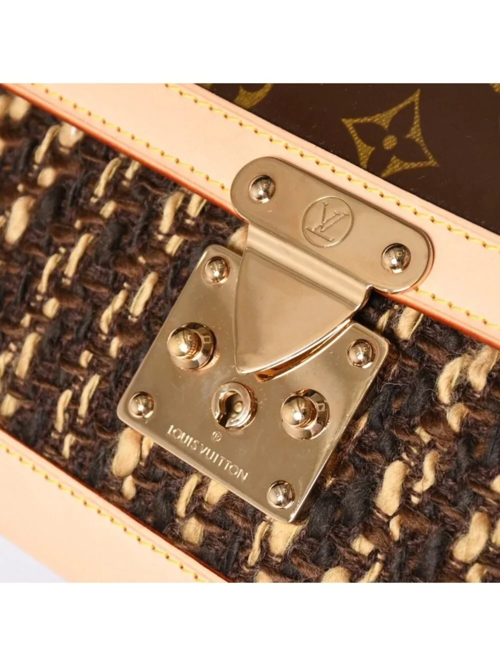 Louis Vuitton Monogram Tweedy Shoulder Bag World Limited Pieces Brown Gold